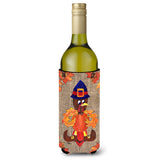 Thanksgiving Turkey Fleur De Lis On Faux Burlap Wine Bottle Beverage Insulator Beverage Insulator Hugger