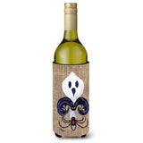Halloween Ghost Bat Spider Fleur De Lis Faux Burlap Wine Bottle Beverage Insulator Beverage Insulator Hugger