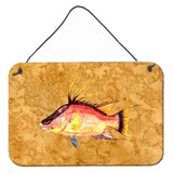 Caroline'S Treasures 8751Ds812 Hog Snapper On Gold Wall Or Door Hanging Prints, 8 X 12, Multicolor
