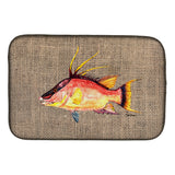 Caroline'S Treasures Hog Snapper On Faux Burlap Dish Drying Mat, 14 X 21, Multicolor