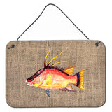 Caroline'S Treasures 8753Ds812 Hog Snapper On Faux Burlap Wall Or Door Hanging Prints, 8 X 12, Multicolor