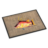 Caroline'S Treasures 8753Mat Hog Snapper On Faux Burlap Indoor Or Outdoor Mat, 18 X 27, Multicolor