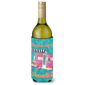 Another Day In Paradise Retro Glamping Trailer Wine Bottle Beverage Insulator Beverage Insulator Hugger