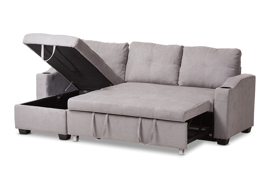 Baxton Studio Lianna Modern And Contemporary Light Grey Fabric Upholstered Sectional Sofa