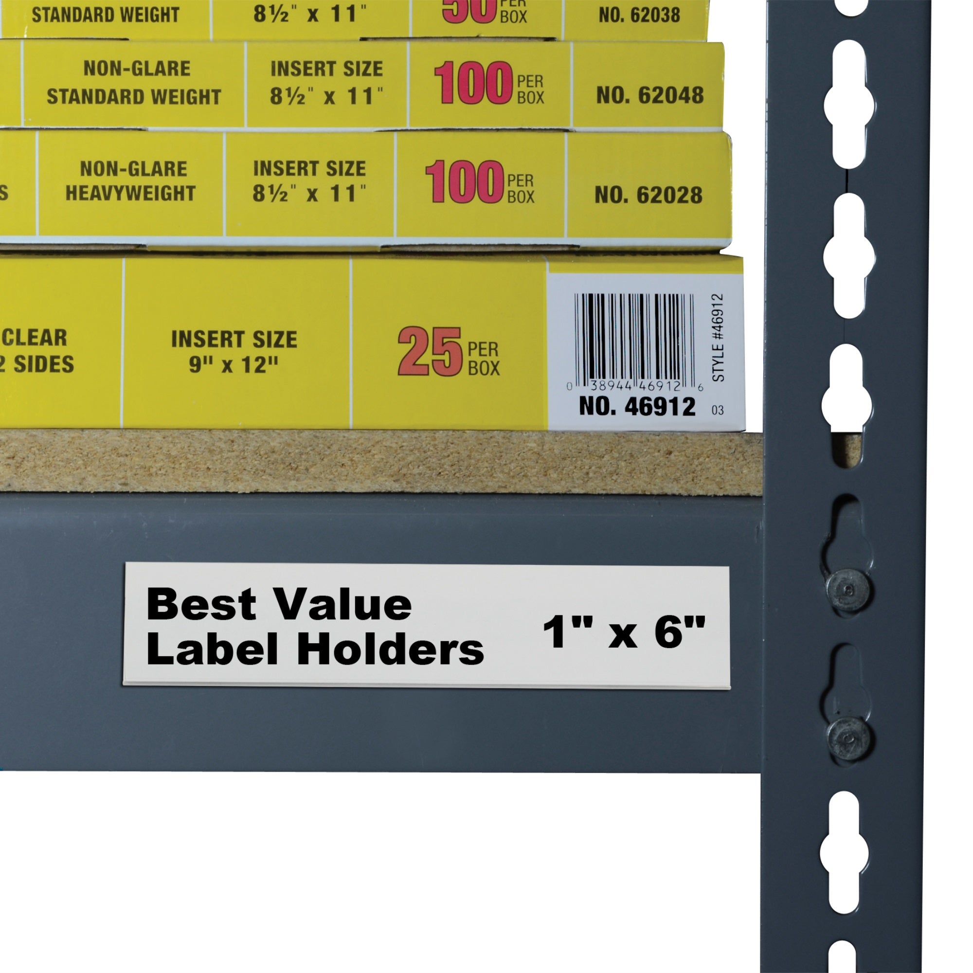 Best Value Peel & Stick Shelf/Bin Label Holders, 1 Inch X 6 Inch Removable Adhesive Label Holder, 50/Pk, 87627