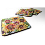 Caroline'S Treasures 8766Fc Flower-Sunflower Foam Coasters (Set Of 4), 3.5 H X 3.5 W, Multicolor