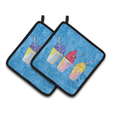 Caroline'S Treasures Snowballs & Snowcones Pair Of Pot Holders 8780Pthd, 7.5Hx7.5W, Multicolor