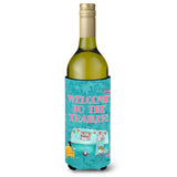 Welcome To The Trailer Retro Glamping Trailer Wine Bottle Beverage Insulator Beverage Insulator Hugger