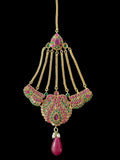 BR463 Deepa multicolor bridal cz necklace set with jhoomar tika ( READY TO SHIP )