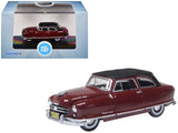 1950 Nash Rambler Custom Landau Convertible (Closed) Sunset Maroon with Black Top 1/87 (HO) Scale Diecast Model Car by Oxford Di