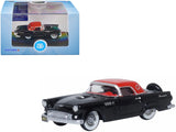 1956 Ford Thunderbird Raven Black with Fiesta Red Top 1/87 (HO) Scale Diecast Model Car by Oxford Diecast