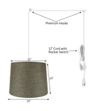 14"W 2 Light Swag Plug-In Pendant Chocolate Burlap with Diffuser White Cord