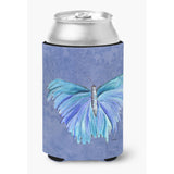 Butterfly On Slate Blue Can Or Bottle Beverage Insulator Hugger