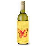 Butterfly On Yellow Wine Bottle Beverage Insulator Beverage Insulator Hugger