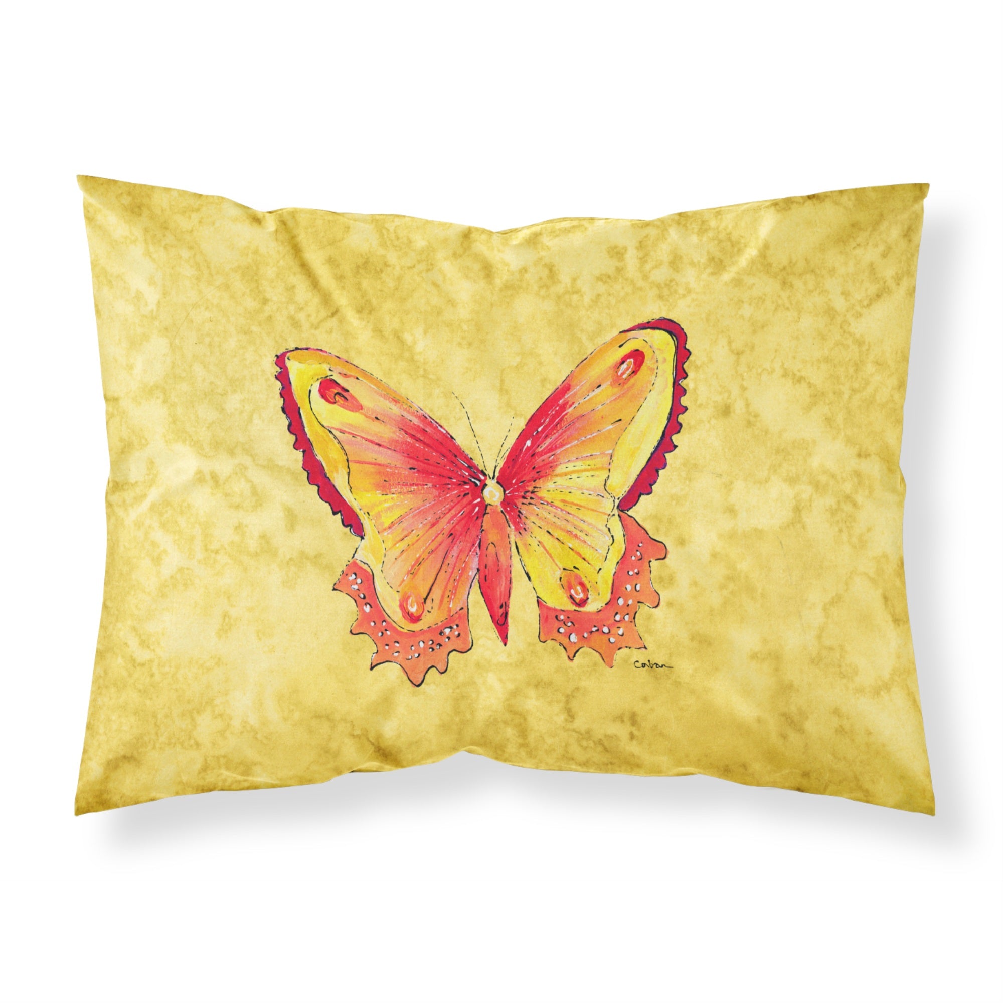 'Caroline'S Treasures 8857Pillowcase Butterfly On Yellow Moisture Wicking Fabric Standard Pillowcase, Large, Multicolor''