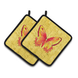Caroline'S Treasures Butterfly On Yellow Pair Of Pot Holders 8857Pthd, 7.5Hx7.5W, Multicolor