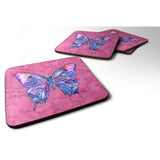 Caroline'S Treasures 8859Fc Butterfly On Pink Foam Coasters (Set Of 4), 3.5 H X 3.5 W, Multicolor
