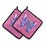 Caroline'S Treasures Butterfly On Pink Pair Of Pot Holders 8859Pthd, 7.5Hx7.5W, Multicolor