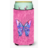 Butterfly On Pink Tall Boy Beverage Insulator Beverage Insulator Hugger
