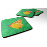 Caroline'S Treasures 8861Fc Butterfly Orange On Green Foam Coasters (Set Of 4), 3.5 H X 3.5 W, Multicolor