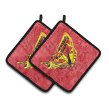 Caroline'S Treasures Butterfly On Red Pair Of Pot Holders 8862Pthd, 7.5Hx7.5W, Multicolor