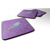 Caroline'S Treasures 8865Fc Dragonfly On Purple Foam Coasters (Set Of 4), 3.5 H X 3.5 W, Multicolor