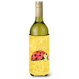 Lady Bug On Yellow Wine Bottle Beverage Insulator Beverage Insulator Hugger