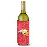 Lady Bug On Red Wine Bottle Beverage Insulator Beverage Insulator Hugger