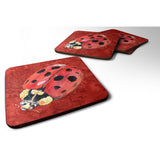 Caroline'S Treasures 8870Fc Lady Bug On Deep Red Foam Coasters (Set Of 4), 3.5 H X 3.5 W, Multicolor