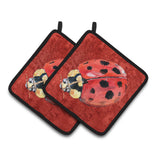Caroline'S Treasures Lady Bug On Deep Red Pair Of Pot Holders 8870Pthd, 7.5Hx7.5W, Multicolor