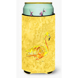 Flamingo On Yellow Tall Boy Beverage Insulator Beverage Insulator Hugger