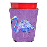Flamingo On Purple Red Solo Cup Beverage Insulator Hugger
