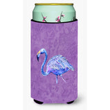 Flamingo On Purple Tall Boy Beverage Insulator Beverage Insulator Hugger