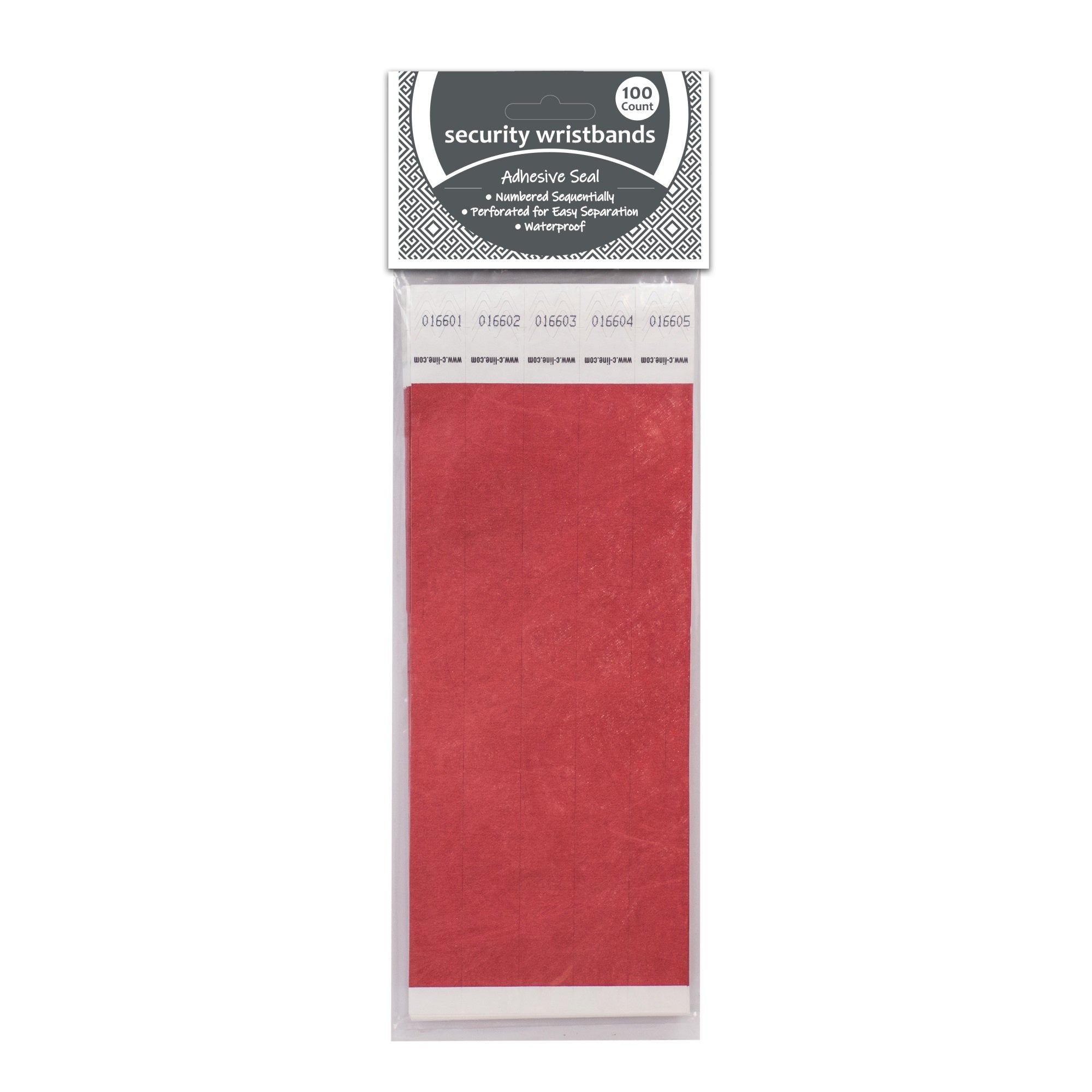 Dupont Tyvek Security Wristbands, Red, 100/Pk, 89104