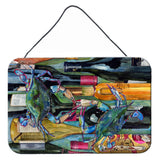 Caroline'S Treasures Blue Crabby Wine Bottles Aluminum Metal Wall Or Door Hanging Prints, 8 X 12