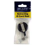 Retracting Id Card Reels, Swiveling Spring Clip With Snap-On Id Strap, Black (Set Of 12)