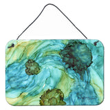 Caroline'S Treasures 8952Ds812 Abstract In Teal Flowers Wall Or Door Hanging Prints, 8 X 12, Multicolor