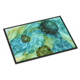 Caroline'S Treasures 8952Mat Abstract In Teal Flowers Indoor Or Outdoor Mat, 18 X 27, Multicolor