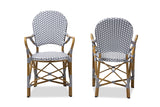 Baxton Studio Seva Classic French Indoor And Outdoor Beige And Red Bamboo Style Stackable Bistro Dining Chair Set Of 2