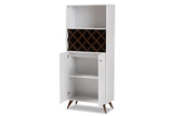 Baxton Studio Serafino Mid-Century Modern White And Walnut Finished Wood Wine Cabinet