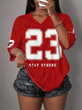 Stay Strong Retro Mesh Breathable Sports Jersey – Women's Athleisure & Activewear V-Neck Tee