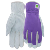 West Chester John Deere JD86019WSM Split Cowhide Palm Gloves SmallMedium, Womens SlipOn Spandex Back Gloves with Shirred El