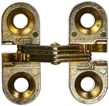 SOSS 100CUS4 Mortise Mount Invisible Hinges with 4 Holes, Zinc, Satin Brass Finish, 1 Leaf Height, 3/8 Leaf Width, 15/32 Le