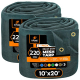 Xpose Safety Heavy Duty Green Mesh Tarp 10 x 20 (2-Pack) - 70% Sunblock Shade Cloth with Grommets for Garden, Fence, Privacy S