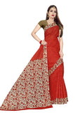 Tamaira Fashion Womens Plain Weave Pure Cotton Saree Without Blouse Piece (Ab16_Scarlet Red)