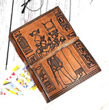Purpledip Leather Journal Cleopatra & Caesar: Vintage Egyptian Design Diary Notebook 7X5 Inch 200 Unruled Sheets (12581)