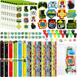 Cholemy 168 Pcs Video Game Party Favors Include Gaming Mini Notebook Gamer Birthday Sticker Pencil Stamper Ruler Eraser for Boy 