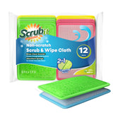 SCRUBIT [12 Pack] Scrub and Wipe Cleaning Pads Dual Sided Scouring Pad and Dish Sponge Reusable Kitchen Sponge for Pots, Pa