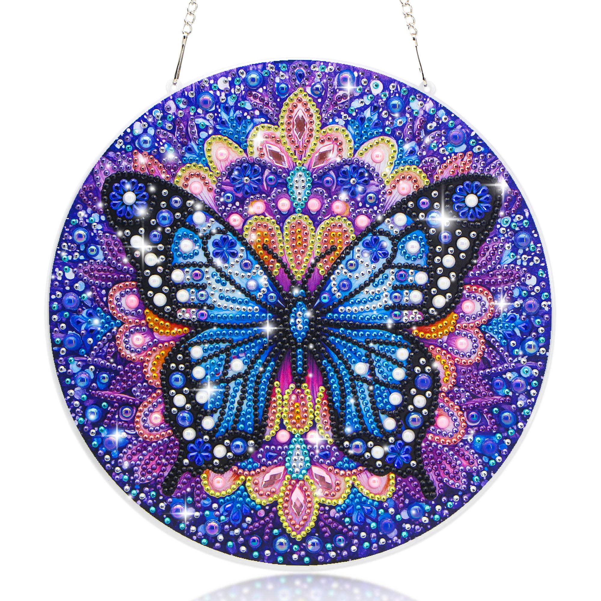 lesaonsy DIY Hanging Diamond Art Pendant Kit, Diamond Painting Ornaments, 9 in Acrylic Gem Art Craft Board, Home Decor & Gift fo