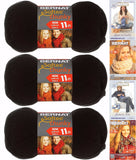 Bernat Softee Chunky Yarn Bundle Super Bulky Number 6, 3 Skeins, Black